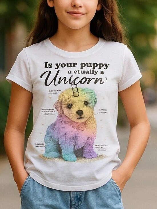 Justice Other - JUSTICE Is Your Puppy Actually a Unicorn Graphic Tee Girls 6 7 Glitter Rainbow